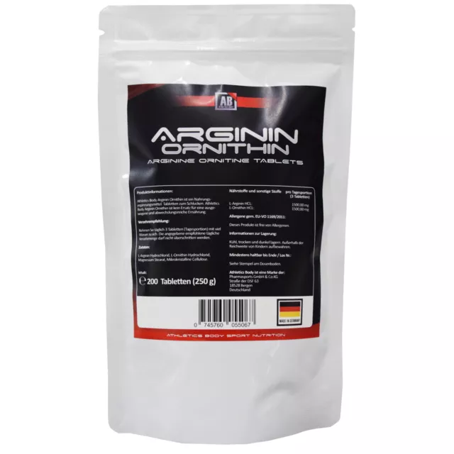 Athletics Body Arginin Ornithin 200 Tabletten 4000 mg 4 Tabs GH