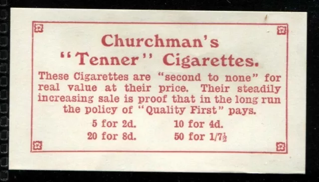 Tobacco Card, Churchman, CERTIFICATE, COUPON, 1930s