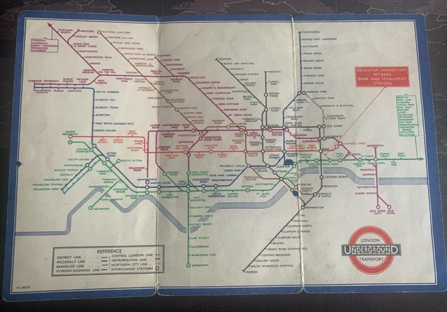 LONDON UNDERGROUND TUBE map plan diagram. Middle Circle. HARRY BECK #1 ...