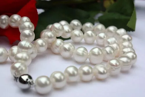 Perlen Collier Halskette*MagnetVerschluß*echte Perlen Naturwuchs*Perlmut + BONUS