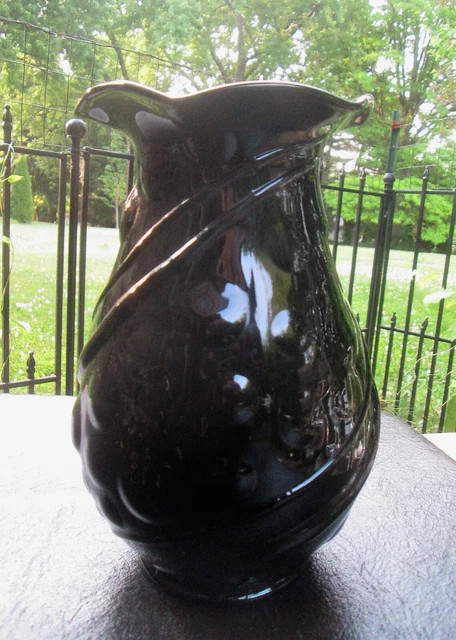 VTG Black Amethyst Purple Bubbles/Swirls Art Glass Vase Weston Louis W Virginia