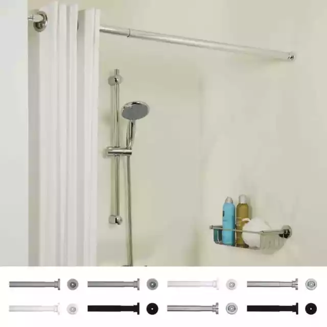 Sealskin Telescopic Shower Curtain Rod Toilet Bathroom Shower Curtain Rail vidaX