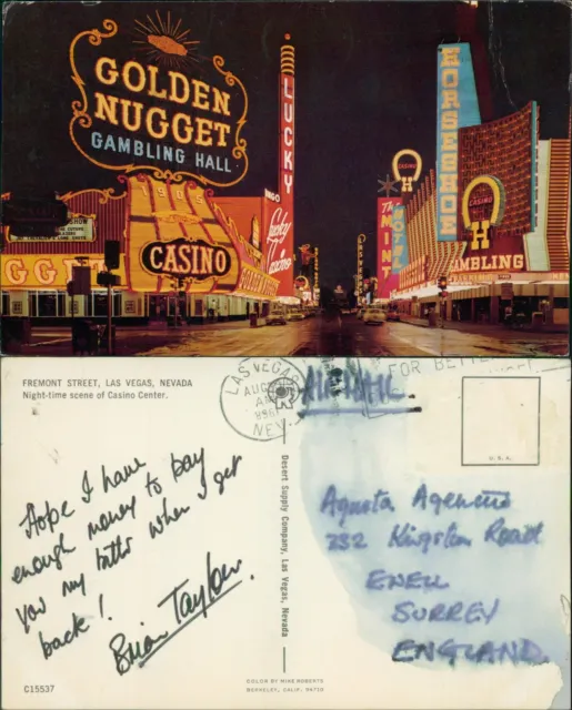 Fremont Street Las Vegas Nevada 1968 Cancel