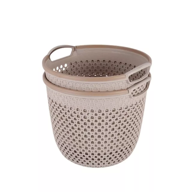 2Pcs  Coffee PP Weaving Rattan Basket Multifunctional Shower Storage Basket7285