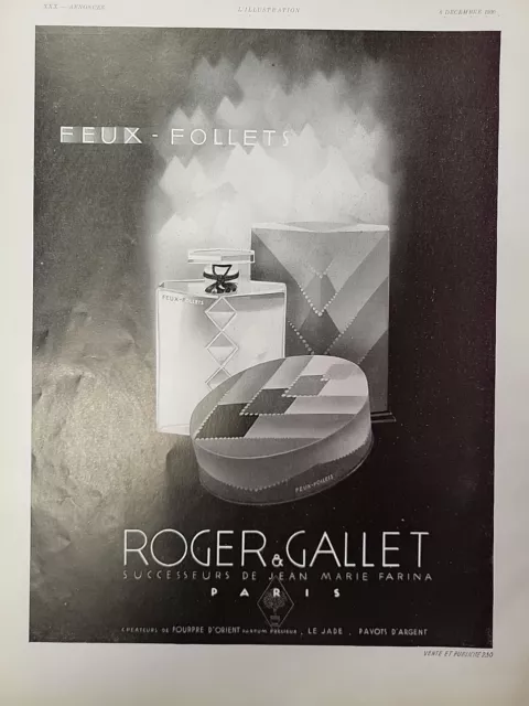 Roger & Gallet Feux-Follet Perfume 1930 L'illustration Mag Print Ad FRENCH
