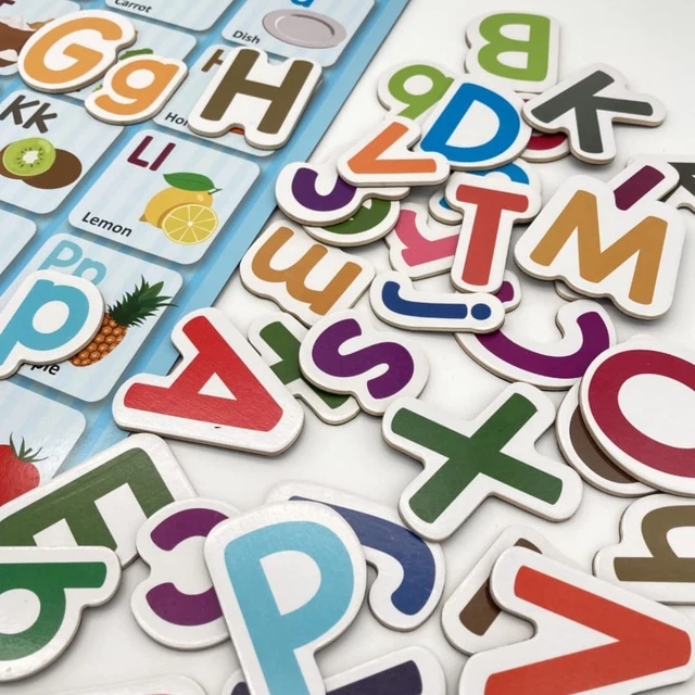ENGLISH ALPHABET Poster Set Wooden Refrigerator of
