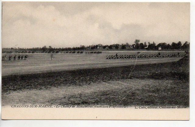 CHALONS SUR MARNE - Marne - CPA 51 - Militaires - champ de manoeuvres
