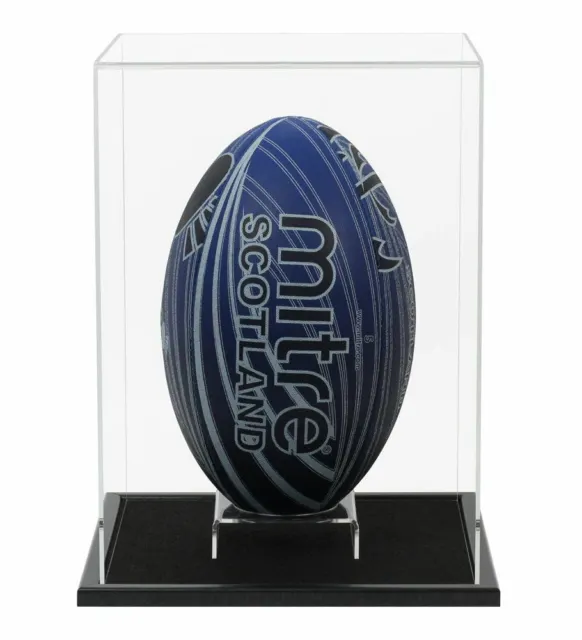 Acrylic Display Case for a Signed/Autographed Rugby Ball (Display Vertically)