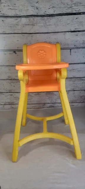 Vintage Mattel Tuff Stuff Baby Doll High Chair Orange & Yellow 1980