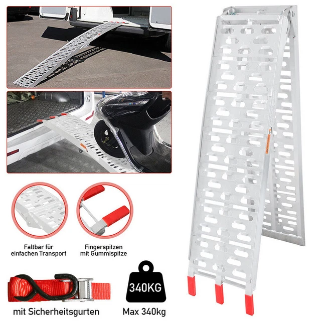 Rampa Pieghevole In Alluminio Per Caricare Moto Su Pick-up: 2,1 Metri, Portata 340 Kg – Leggera E Robusta Con Cinghia Di Sicurezza - 5