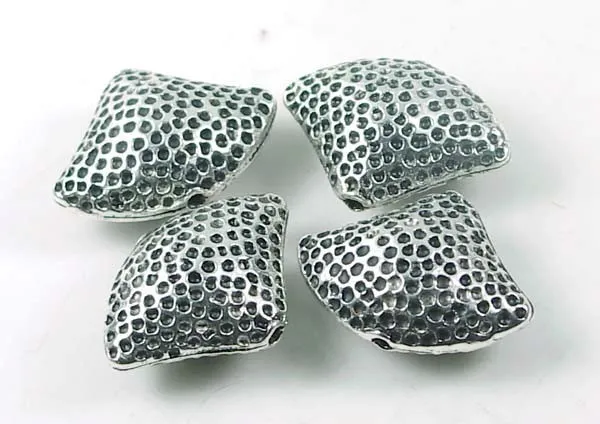 4 Antique Silver Pewter Large Sea Shell Beads 21x28mm