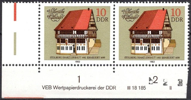 DDR 1983 Mi.Nr. 2775 ** postfrisch Eckrand mit DV Druckvermerk FN 2
