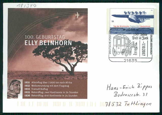 BRD PRIVAT-GA 2007 LUFTFAHRT ELLY BEINHORN FLUGBOOT DO X YORK POSTKUTSCHE gj17