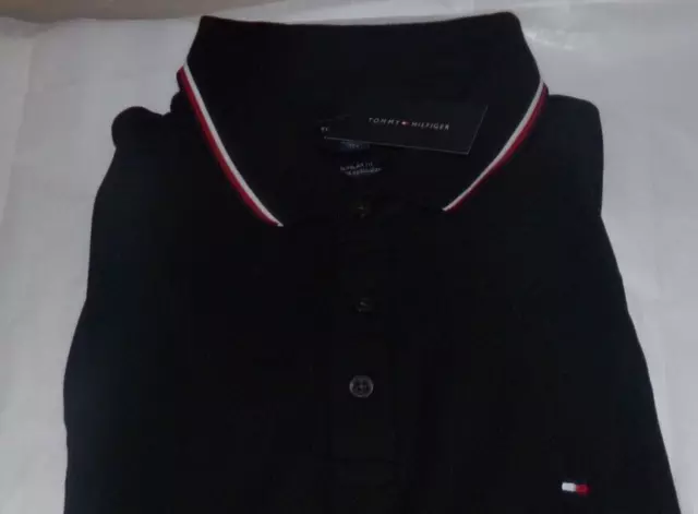 NWT MENS TOMMY Hilfiger L/S Pique Mesh Polo Shirt~BLACK~SZ XXL $0.99 ...
