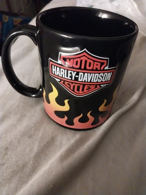 Russ Harley Davidson Mug Large Coffee Cup/Mug 3D Embossed Logo in Black & Orange