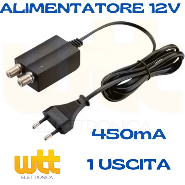 ALIMENTATORE PER ANTENNA AMPLIFICATORE TV DIGITALE TERRESTRE 1 USCITA 12V 450mA