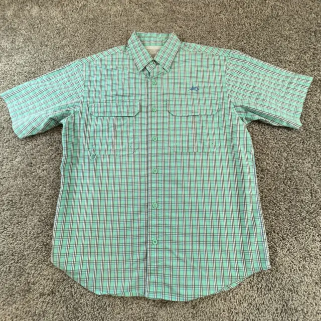 WORLD WIDE SPORTSMAN Button Up Shirt Adult Medium Green Long Sleeve Fishing  Mens $11.80 - PicClick