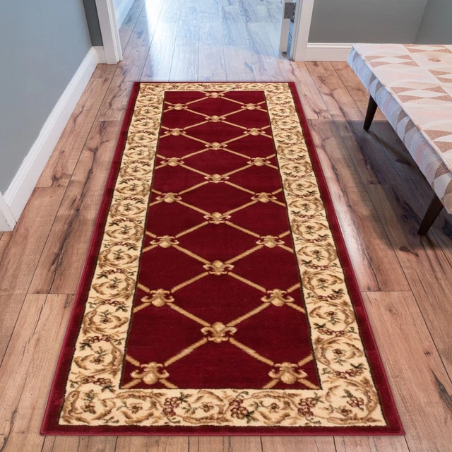 Well Woven Timeless Trellis Floral Border  2'3" x 7'3" Runner Area Rug New Black