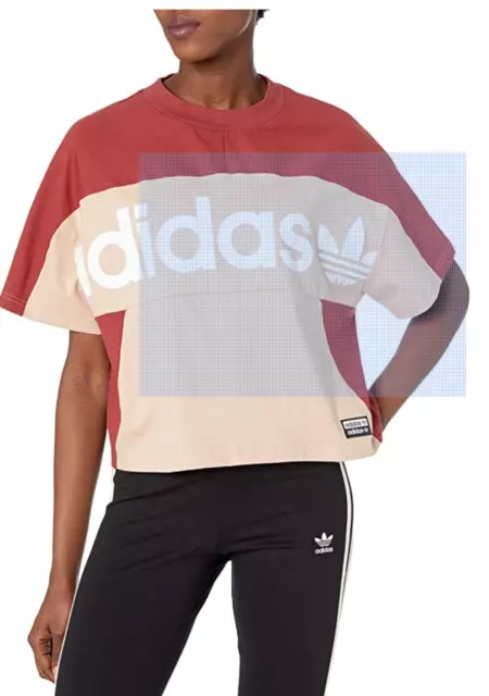 adidas originals women's boxy tee t-shirt cropped top size 8 uk summer top