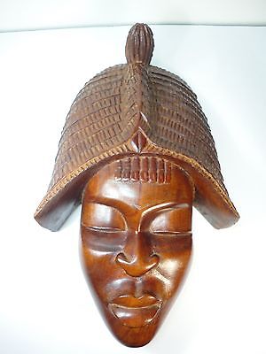 African Hand Carving  Wood Mask. Tribal Woman face wall hanging  art deco wooden
