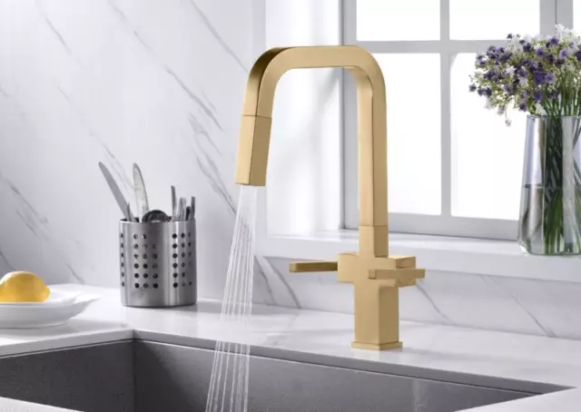 Two Handle Pull-Down Kitchen Faucet- SQUARE DESIGN !!  For Your Kosher Kitchen 2