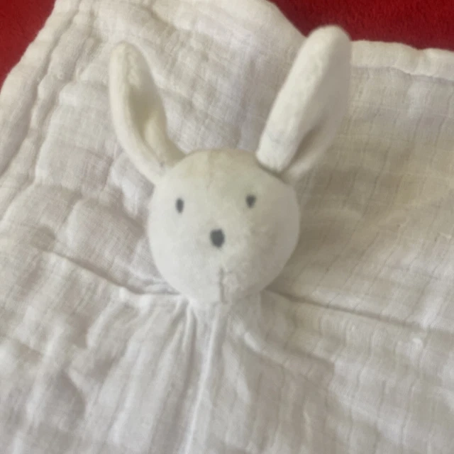doudou plat lapin blanc lange gaz de coton DPAM TTBE 2