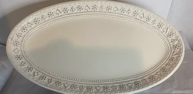 HALLMARK White Oval Serving Platter with Snowflake and Tree Boarder  13"  EUC