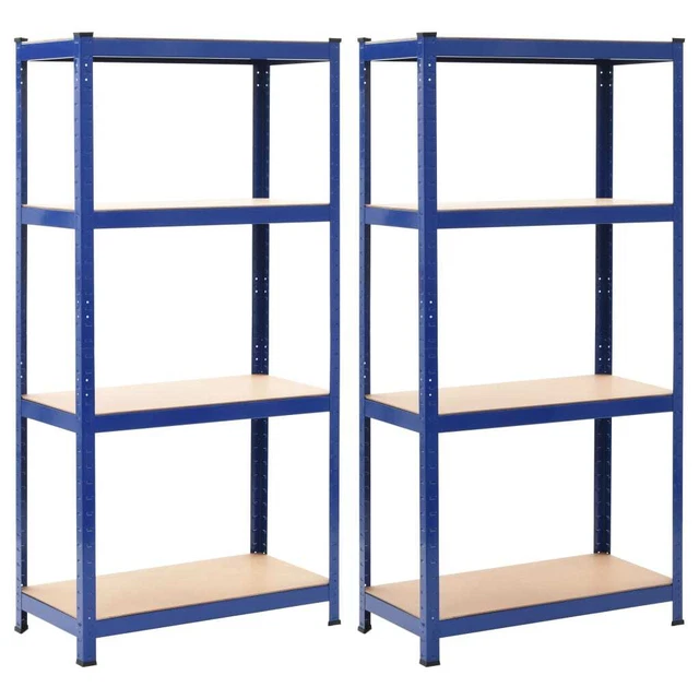 Estanterías de almacenaje 2 uds acero y MDF azul 80x40x160 cm vidaXL