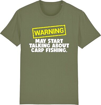Avvertenza può iniziare a parlare di pesca della carpa Fisher Divertente Slogan T-SHIRT UNISEX