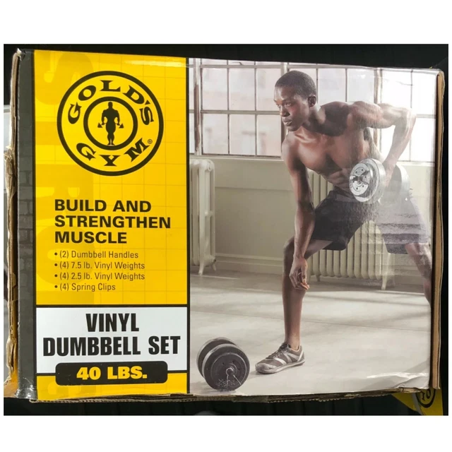 GOLDS GYM 40 LB Vinyl Dumbbell Set Weight Dumbbells Hand Weights Adjustable EUR 95 98 PicClick FR