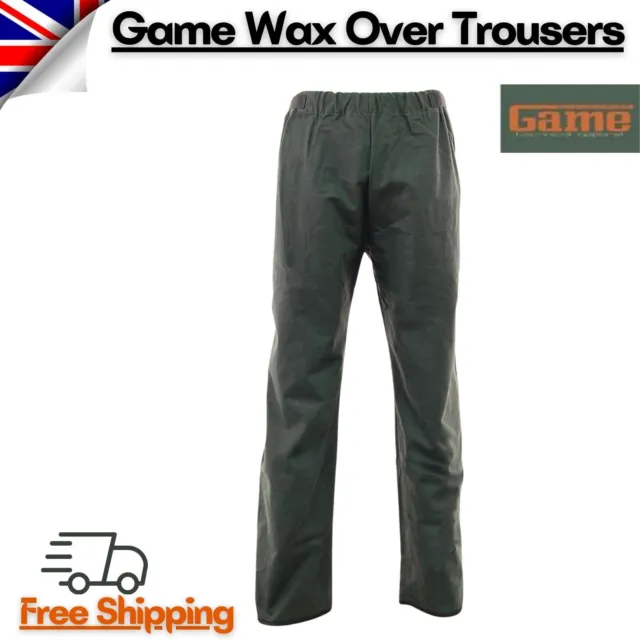 Game Mens Wax Over Cotton Trousers With Adjustable Waist Water Repellent Pant UK