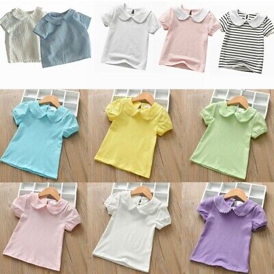 Infant Baby Girls Summer Casual Top Short Sleeve T-shirt Turndown Blouse Clothes