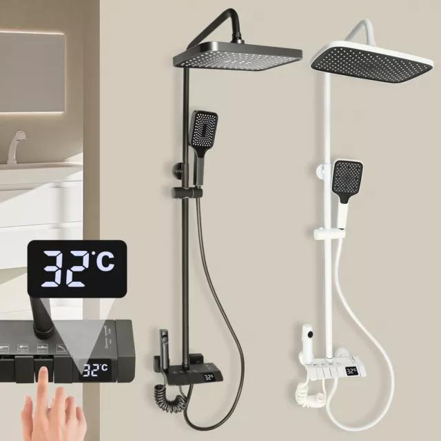 Sistema de ducha LED de acero inoxidable grifo de ducha ducha de lluvia juego de ducha masaje ducha de cabeza