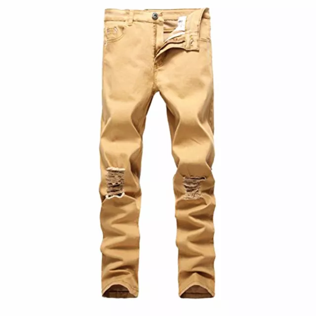 FASHIO Mens Denim Ripped Skinny Fit Stretch Slim Fit Biker Pants Destroyed Jeans