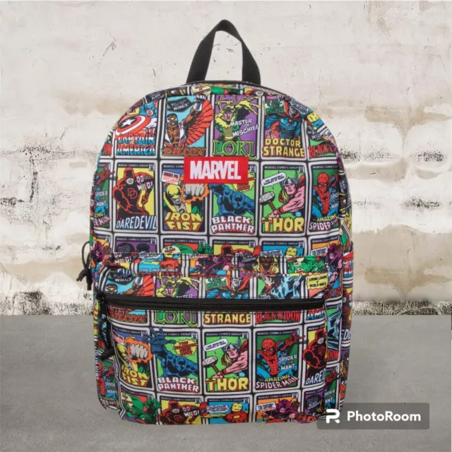 Marvel Comics Avengers 16" School Backpack Book Bag Laptop Sleeve Bottle Padded