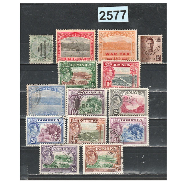 2577 DOMINIQUE DOMINICA 1 LOT 14 TIMBRES Obloitérés différents