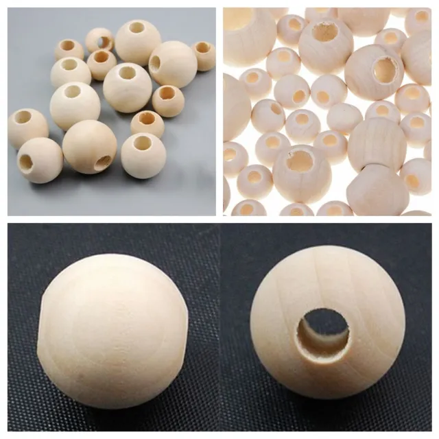 10-40mm Natural Wood Large Hole Wooden Beads for Macrame European Charms Crafts