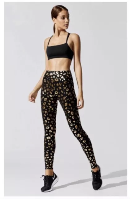 Terez Cheetah Foil Tall Band Leggings in Black. NWT. Size XS. Retail- $128