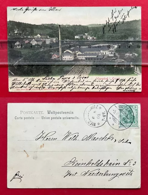 AK WIESENBAD im Erzgebirge 1904 Fabrik mit Ortsansicht   ( 119695