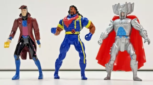 (3) Toy Biz Die Cast 1994 Marvel X-Men Steel Mutants Bishop, Gambit, & Stryfe