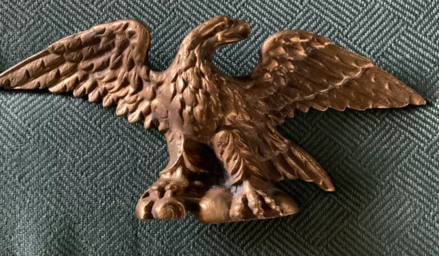 Vintage American Bald Eagle Brass Flagpole Topper Finial 9”x 4” Threaded