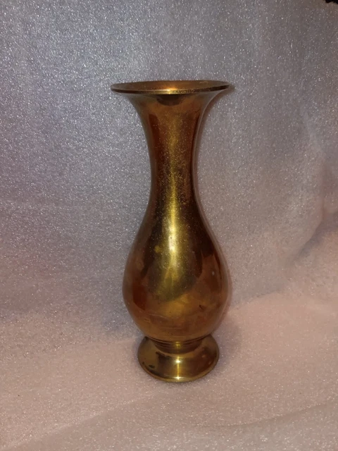 Vintage Antique 7 3/4" Solid Brass Bud Vase Made In India