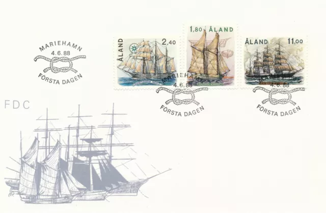 Aland Finland 1988 FDC - Sailing Ships - Galeas - Schooner - Square Rig