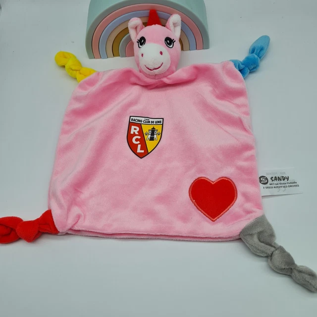 Doudou Plat Licorne Rose Racing Club De Lens Rcl Coeur Sandy Neuf / 11