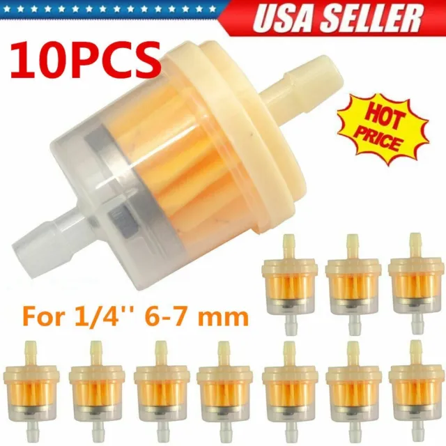 10PCS Motor Inline Gas Oil Fuel Filter Small Engine For 1/4'' 5/16" Line