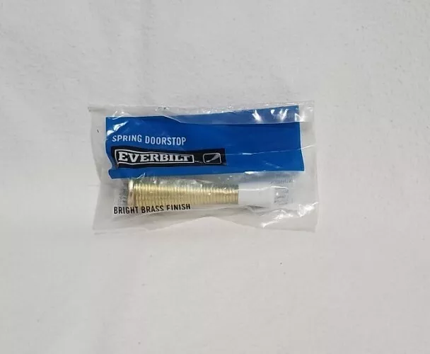 New Everbilt 787836 Bright Brass Spring Door Stop Hardware with White Rubber Tip