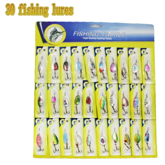 Lot of 30 Trout Spoon Metal Fishing Lures Spinner Baits Bass Tackle Colorful NEW