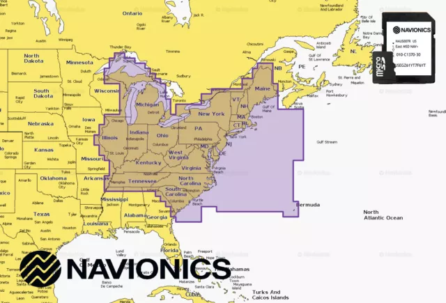 Navionics Plus 2024 microSD MSD Chart Card Maps U.S. East Lakes,Rivers