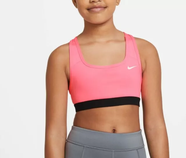 BRA top sportivo sostegno medio Bambina nike swoosh DA1030-675 Fucsia-Nero