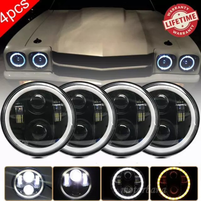 4PCS 5.75 5-3/4" Round LED Headlight  For Chevy Corvette Peterbilt 349 Ford